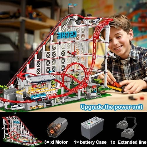 UROINT Roller-Coaster Building Set, Motorized Electric Train Track, City Amusement Park Model Toy for Boy Girl Ages 6 7 8 9+, Birthday Gifts for Adult Kid Teen, Theme Construction Collection 3646pcs thumbnail 4