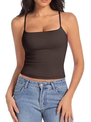 Abonlen Camisole Tops for Women Sleeveless Adjustable Spaghetti Strap Tank Tops Y2K Basic Shirts - Image 1