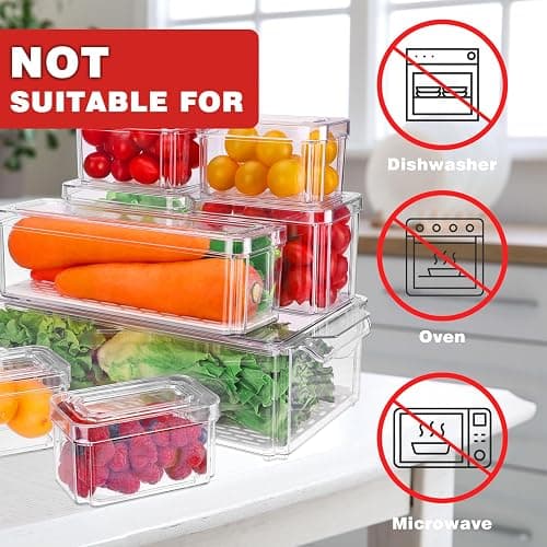 Moretoes 8 Pack Fridge Organizer Bins, Stackable Fridge Organizers with Lids, BPA-Free Clear Storage Bins for Fridge, Freezer, Kitchen, Cabinet, Pantry thumbnail 5
