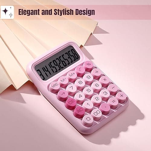 Mr. Pen- Mechanical Switch Calculator, 12 Digit Large LCD Display, Pink | With Big Buttons, Mechanical Switch Calculator for Home, School, Office thumbnail 4