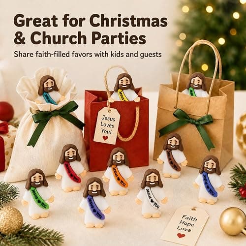 54 Pack Little Jesus Figurines in Bulk, Pocket Jesus Loves You, Jesus Small Figures, Little Tiny Jesus Figures for Church Christmas Party Favors Baptism Gifts Religious Gifts for Easter Egg Stuffers thumbnail 7