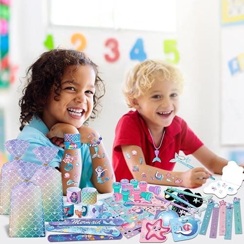DMIGHT 110Pcs Mermaid Party Favors Including Stampers, Notebooks, Mermaid Party Decorations thumbnail 8