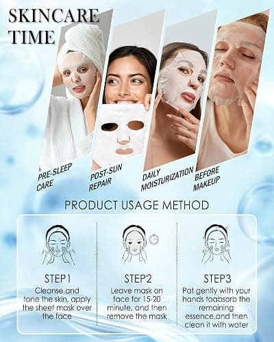 Face Masks Skincare Kit,12 Pack Variety Moisturizing Face Sheet Masks, Hydrating Calming Brightening Face Masks for All Skin Type, Sheet Facial Mask Set Birthday Spa Party Gift for Teens Girls Women-D thumbnail 6