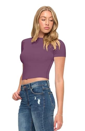 Natural Uniforms Womens Super Soft, Super Stretch Y2K Short Sleeve Baby Tee Crop Top thumbnail 4
