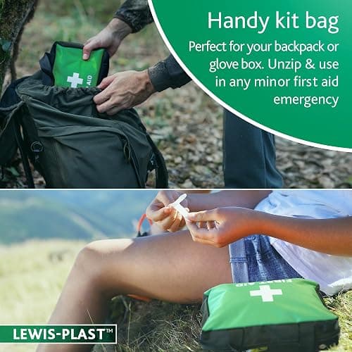 Lewis-Plast First Aid Kit Bag - 160 Piece Survival Kits - Safety Essentials for Travel Car Home Camping Work Hiking Holiday - Pack Supplies - Medium thumbnail 5