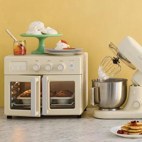 Martha Stewart French Door Air Fryer Toaster Oven Combo, 34QT Countertop Convection, 12-in-1, Bake, Broil, Roast, Fits 12” Pizza, Dehydrate, 5 Accessories, Air Fry Basket, Stainless Steel, Indigo Blue thumbnail 2