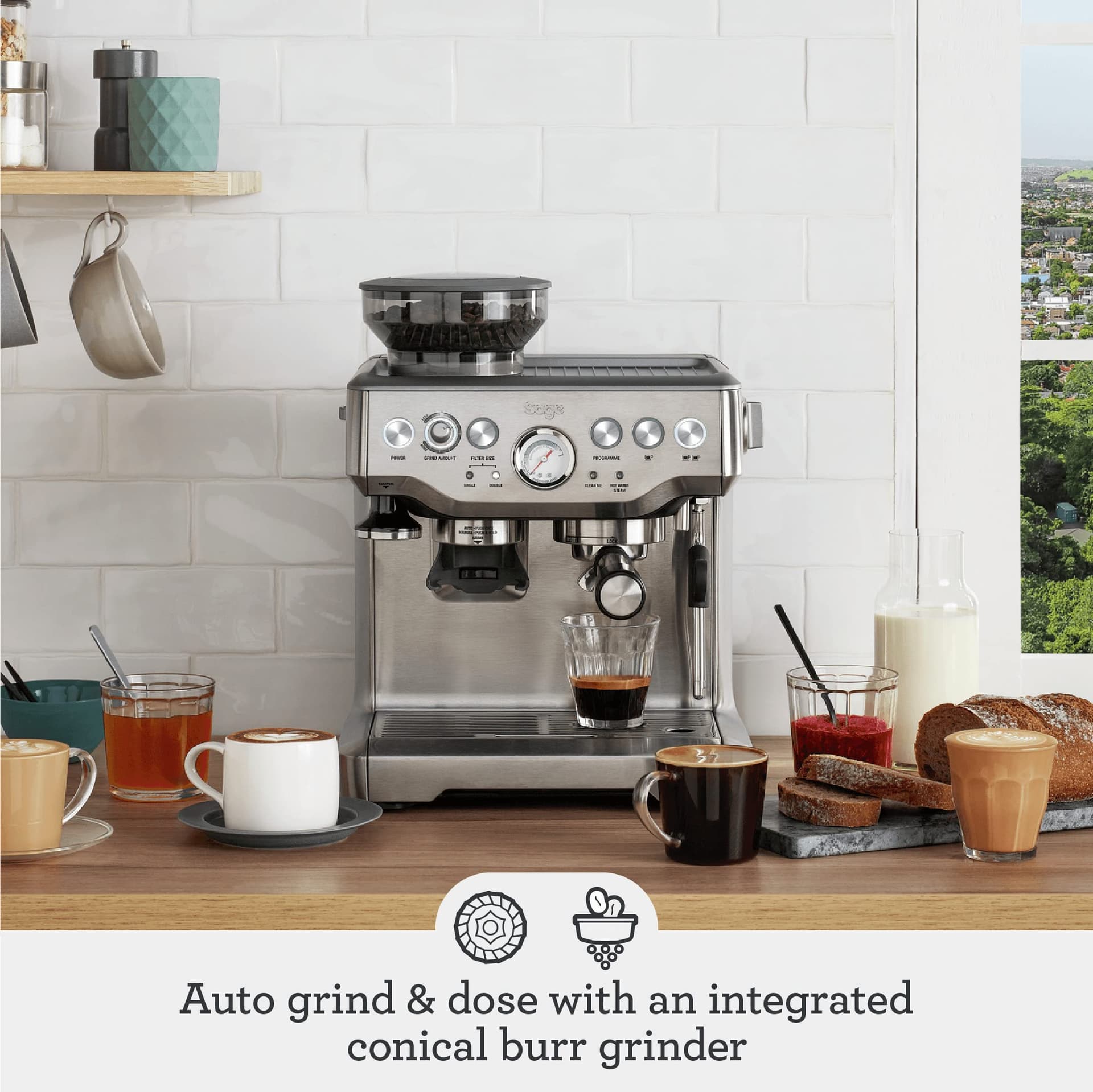 Breville Barista Express Espresso Machine, Brushed Stainless Steel BES870BSS thumbnail 3