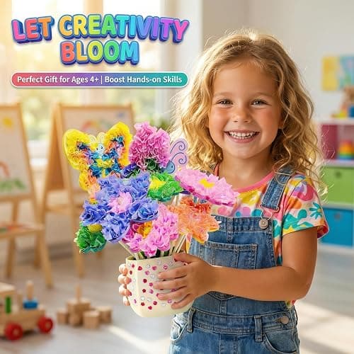 AGENTLAN Art & Craft Activity, Poke Fun Flower Bouquet Craft Kit, Fun & Easy Art Kits for Kids, DIY Garden Kids Activities, Gifts for Girls and Boys 3 4 5 6 7 8 9 thumbnail 2