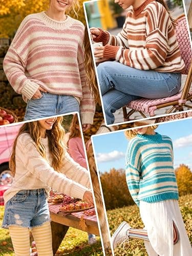Seiciviy Girls Striped Sweaters Crewneck Fashion Kids Knit Long Sleeve Casual 2026 Trendy Fall Winter Pullover Outfits thumbnail 5