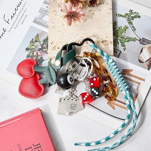 WEWAYSMILE Designer Rope Bag Charm Cherry Purse Charms for Handbags 8 Ball Keychain for Backpacks Wallets Car Key Accessories thumbnail 4
