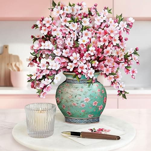 Freshcut Paper Pop Up Cards, Japanese Cherry Blossoms, 12 Inch Life Sized Forever Flower Bouquet 3D Popup Greeting Card, Birthday Cards, Thank You Card, Blank Notecard & Envelope thumbnail 6