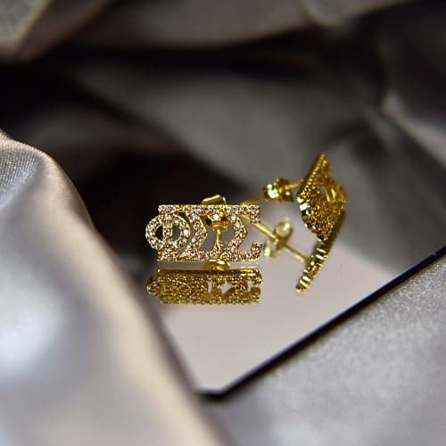 Sorority Shop Phi Mu Earrings — PM 18K Gold Plated Sorority Gifts Earrings, Long-Lasting Phi Mu Gifts for Women thumbnail 3