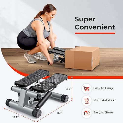 Sunny Health & Fitness Mini Stepper for Exercise at Home, Stair Step Workout Machine with Resistance Band and Over 300lb Weight Capacity, Optional Twist Motion and Free SunnyFit App Connection thumbnail 5