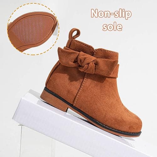 CIXVXCI Girls Boots Fashion Ankle Boots for Girls with Low Heel Short Suede Booties with Bow for Toddler/Little Kids thumbnail 3