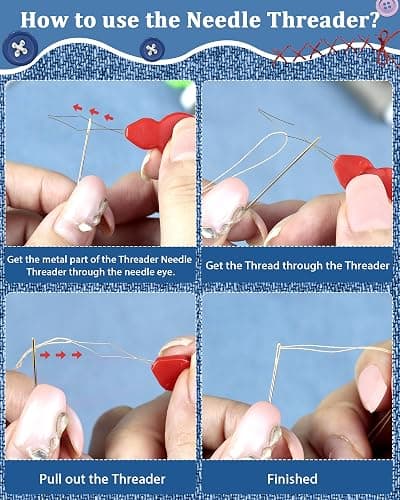 FIVEIZERO 30-Count Steel Needles for Hand Sewing, 6 Sizes Large Eye Embroidery and Hand Quilting Needles Kit with Threaders for Art & Craft Projects thumbnail 5