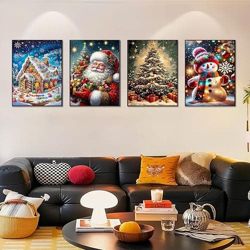 4PcakChristmas Diamond Art Kits for Adults Diamond Painting for Beginner | Christmas Diamond Dots Full Drill Crafts for Gem Art Dot Art for Adults Home Wall Decor for Teens Boys Girls 12x16 in thumbnail 3