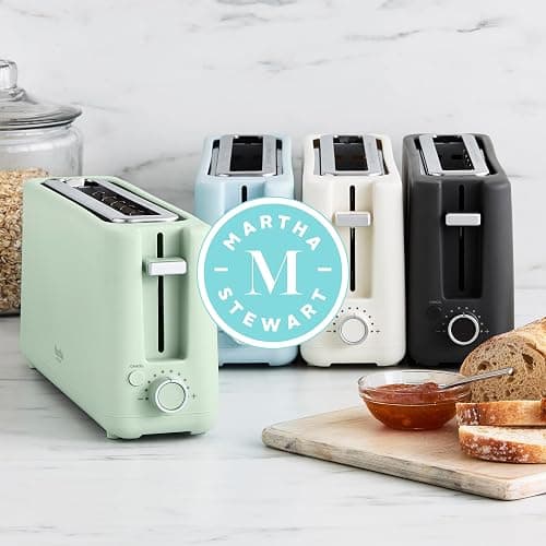 Martha Stewart 2 Slice Long Slot Toaster, Extra Wide for Sourdough & Bagels, 10 Setting Shade Control, Removable Crumb Tray, Self-Centering Design, Defrost/Reheat, Cancel, Slim Space-Saving, Linen thumbnail 12