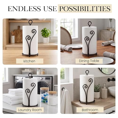 RTZEN Matte Black Paper Towel Holder Non-Slip Base Countertop | Decorative Farmhouse Paper Roll Holder, Rustic Metal Modern Stylish Accent Durable Stand for Kitchen, Bathroom (Heart Shaped) thumbnail 7