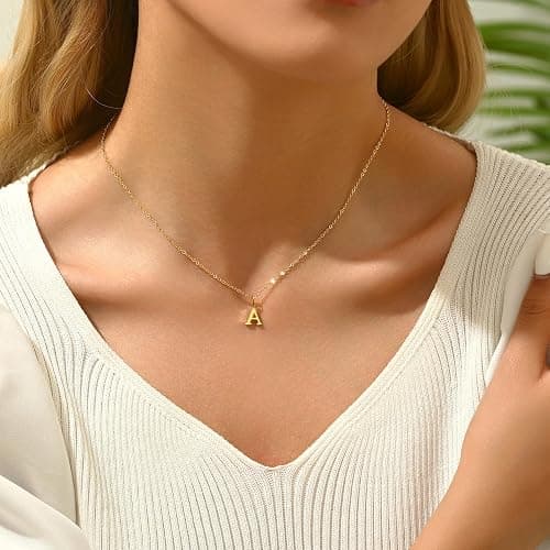 Havopso Dainty Gold Initial Necklaces for Women 18K Gold Plated Tiny Gold Letter Necklace Trendy Cute Personalized Monogram Name Necklace for Women Jewelry A-Z thumbnail 2