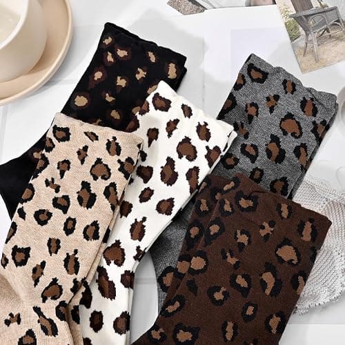 FIYIGO Women's Leopard Animal Crew Socks, Cheetah Print Novelty Funny Cotton Ankle Socks, 3 Pairs thumbnail 3