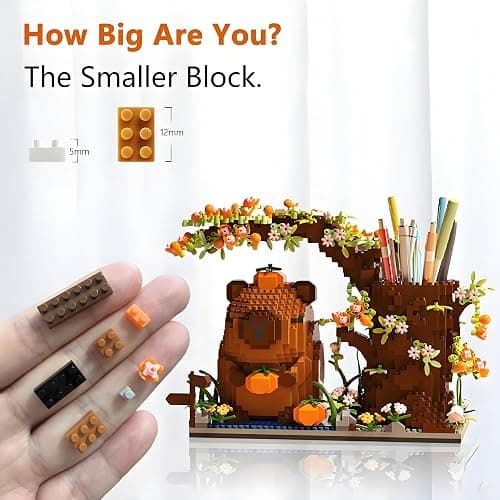 Capybara Building Blocks Set -1880PCS Cute Animals & Flowers Building Bricks Kit Kawaii Capybara Gifts Toy for Kids Age 12+, Capybara Stuff Pen Holder&Desk Organizer, Arts &Crafts for Boys Girls Adult thumbnail 7