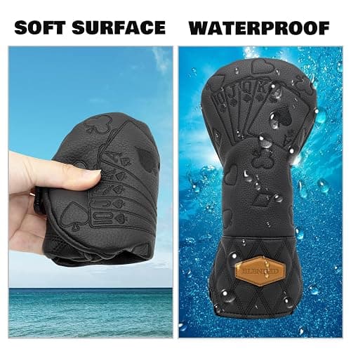 BAIRBRE Golf Club Covers Poker Golf Head Covers Driver Covers Fariway Wood Headcover Hybrid Covers Leather Golf Headcover with Number Tag for All Brand thumbnail 6