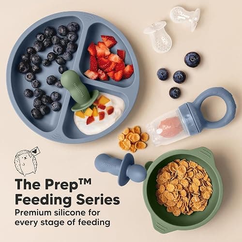 KeaBabies Baby Fruit Feeder 2pk - Silicone Baby Food Feeder for Babies 6-12 Months, Breast Milk Popsicle Teether, Weaning, Pacifier, Freeze Frozen Solid Food, Infant Feeding Essential (Slate) thumbnail 9