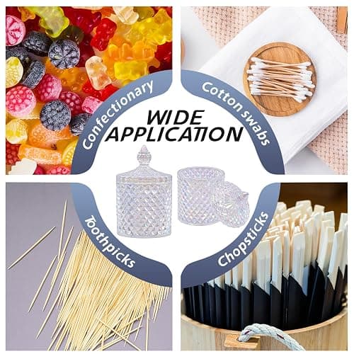 Saim Crystal Glass Jar with Lid, 2 PCS Decorative Candy Dishes 3.4inch Candy Cookie Jars,Buffet Biscuit Containers for Christmas Halloween Wedding Party - Multi-Color thumbnail 8