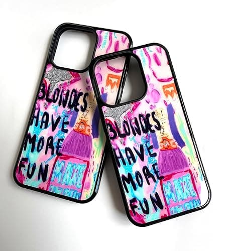 XUNQIAN Compatible for iPhone 13 Pro Case, Aesthetic Blondes Have More Fun Pink Preppy Watercolor Protective Phone Case (for iPhone 13 Pro) thumbnail 5