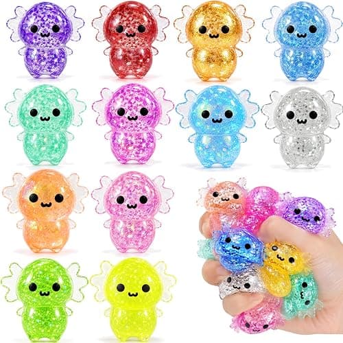 12PCS Axolotl Squishy Toy for Kids,Cute Bulk Axolotl Squishies Fidget Stress Ball Toys Squeeze Set for Kid Girls Boys Birthday Party Favors Gifts - Image 1