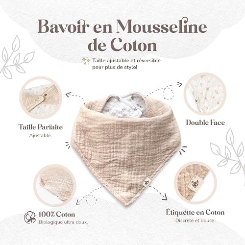 Mikito Coffret Cadeau Naissance Bébé Doudou Lapin, Bavoir Bandana, Mordedor Bois & Carte - 100% Coton Bio Certifié Oeko-TEX et GOTS - Cadeau pour Fille & Garçon thumbnail 4