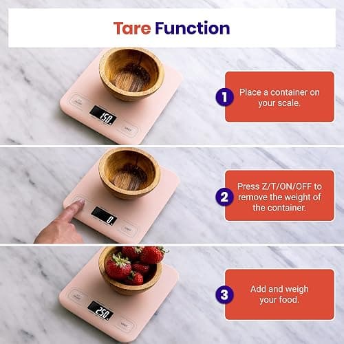 Etekcity Food Kitchen Scale, Digital Grams and Ounces for Weight Loss, Baking, Cooking, Keto and Meal Prep, LCD Display, Medium, Pink thumbnail 4