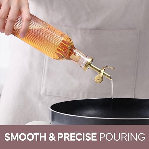 COOK WITH COLOR Glass Olive Oil Dispenser Bottle - 2 Pack, 17 oz Cruet - Elegant Carafe Decanter with Spout for Kitchen, Suitable for Vinegar, Coffee Syrups & Other Liquids thumbnail 5