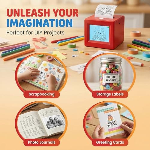 KYWYOYOU AI Sticker Printer for Kids, Voice-Activated Mini Thermal Printer with Smart AI Image Generator for Learning & DIY, Portable Sticker Maker Machine Compatible with iOS & Android. thumbnail 4