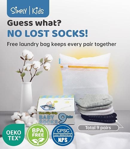 Simply Kids Baby Non-Slip Ankle Socks – Superior Grip, Soft Cotton, for Active Toddler Girls & Boys (Ages 0-7) thumbnail 7