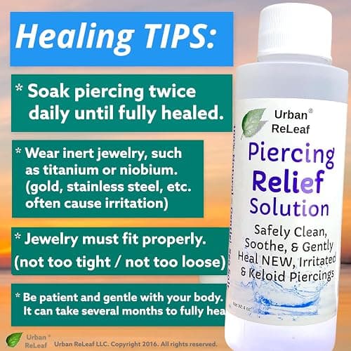 Urban ReLeaf PIERCING RELIEF Solution ! Safely Clean, Soothe & Gently Calm New, Irritated and Bumpy Piercings. 100% Natural Sea Salt, Tea Tree, Rosemary thumbnail 6