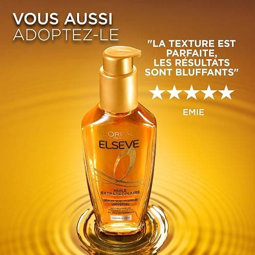 L'Oréal Paris - Elseve Huile Extraordinaire - Soin Sublimateur Universel Nourrissant Multi-Usages - Sans Rinçage - Enrichi en Huiles Rares de Marula & Camélia - Tous Types de Cheveux Secs - 100 ml thumbnail 8