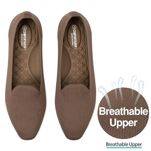 Frank Mully Women's Knitted Square Toe Flats Comfortable Loafer Shoes Office Work Shoes Lightweight thumbnail 2