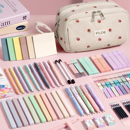 62PCS Aesthetic School Supplies, Cute Back to School Supplies College Essentials Preppy Stationary Set with Large Pencil Pouch Case, Pastel Highlighters Gel Pens Mechanical Pencils for Student Girls thumbnail 2
