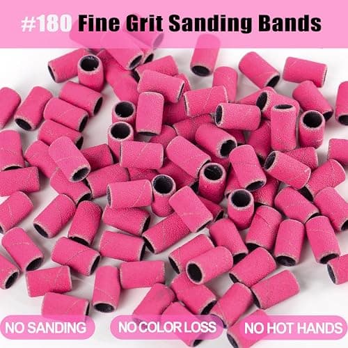 Haozher Nail Drill Bits, 135 Pcs Sanding Bands for Nail Drill, Nail Tips for Drill Bits Nail Tech, Mix 80#120#180#240# Fine Grit File Sanding Bands for Acrylic Gel Manicures Pedicure thumbnail 6