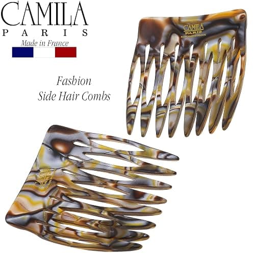 Camila Paris CP2332/2 French Hair Side Comb Handmade Onyx, Small Twist Hair Decorative, Strong Hold Clips for Women Bun Chignon Up-Do Styling Girls Hair Accessories, Made in France thumbnail 8