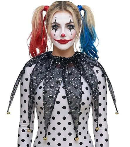 Auroeyfairy Jester Pointed Collar with Bells Unisex Tulle Clown Collar Halloween Neck Accessories for Party, One Size - Image 1