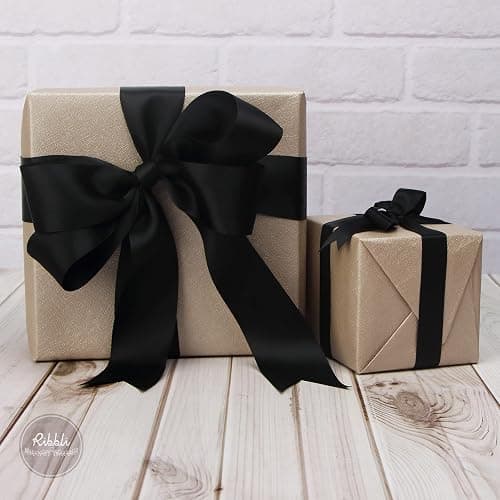 Ribbli Black Double Faced Satin Ribbon,1-1/2” x Continuous 25 Yards,Use for Bows Bouquet,Gift Wrapping,Wedding,Floral Arrangement thumbnail 4