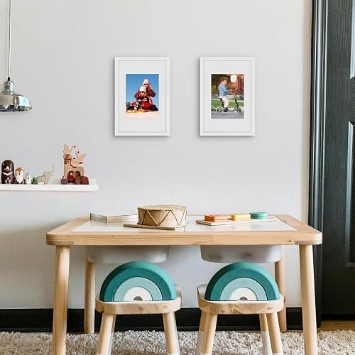 Picrit 8x12 Picture Frame Set of 12, Display 6x8 with Mat or 8x12 without Mat, Photo Frames for Wall Mounting or Table Top Display, White thumbnail 2