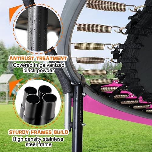 JELENS Trampoline 8FT 10FT 12FT 14FT 15FT 16FT, Recreational Trampolines with Enclosure Net and Ladder, Outdoor Anti-Rust Trampolines for Kids and Adults, ASTM Approved thumbnail 6