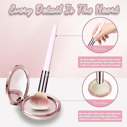 Makeup Brush Set, Premium Synthetic 14 Pcs Makeup Brushes, Travel Makeup Brush Set for Foundation, Concealer, Blush and Eyeshadow Brush(Pink) thumbnail 6