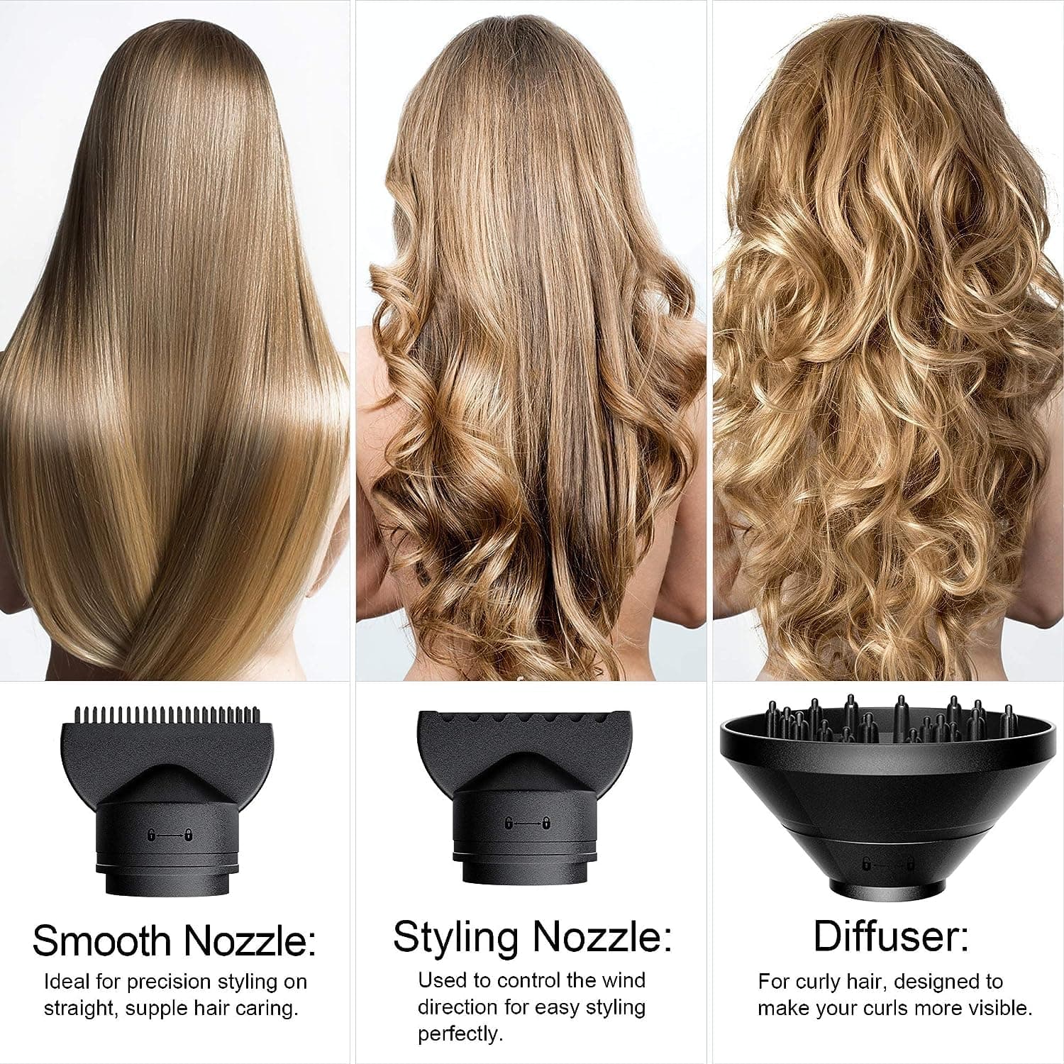 NEWSEE 2200W Professional Hair Dryer Powerful AC Motor Quick Drying Ionic Dryer with 2 Speed 3 Heat Setting, Cool Shot Button with 1 Diffuser & 2 Concentrator for Multi Women Man Hairstyles (AU Plug) (Dark Grey) thumbnail 4