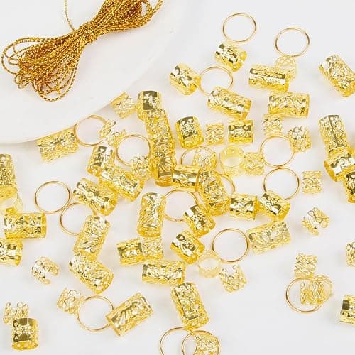 Hair Jewelry for Braids Gold Hair Accessories for Girls,Dreadlock Accessories Hair Cuffs Braids Clips for Women Pirate Costume Halloween Decoration,100 PCS thumbnail 5