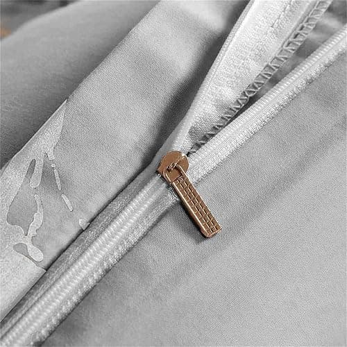 Grey Metallic Silver Duvet Cover Set with 2 Pillowcases Soft Microfiber Geometric Striped Bedding Set,King Size 220x230 cm - King Size 220x230cm - Gray thumbnail 6