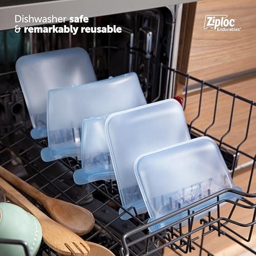 Ziploc Endurables Small, Medium, and Large Pouch, Reusable Silicone Bags and Food Storage Meal Prep Containers for Freezer, Oven, and Microwave, Dishwasher Safe thumbnail 7